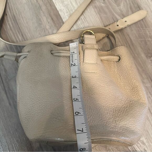 CUYANA Mini Drawstring Buckle Bucket Bag Leather Crossbody Cream Neutral - Picture 11 of 12